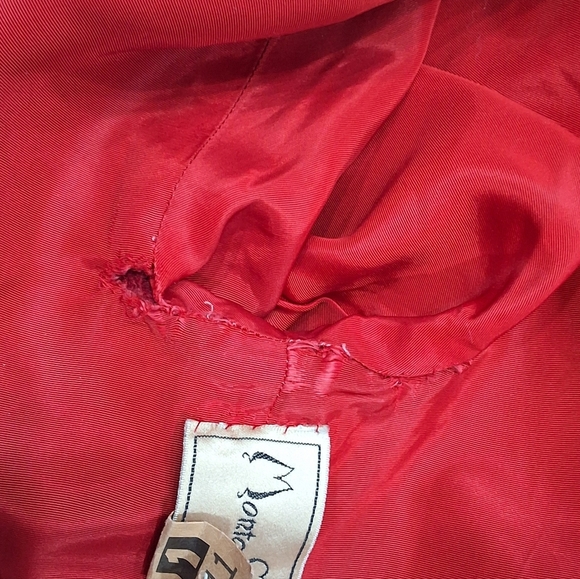 Monte-Sano & Pruzan~Women VTG 60s Red Swing Coat~NY Couture~Open Front~ONE SIZE - Picture 8 of 10